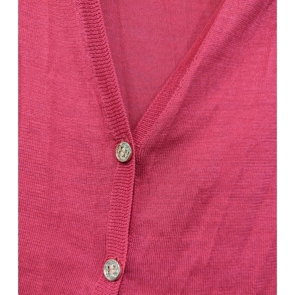 Tory Burch Raspberry Pink Cotton Silk Cashmere Wool Blend Cardigan Small - Picture 3 of 5